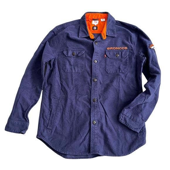 Men's Levi's X NFL Navy Denver Broncos Moleskin Long Sleeve Overshirt Shacket - Picture 2 of 11